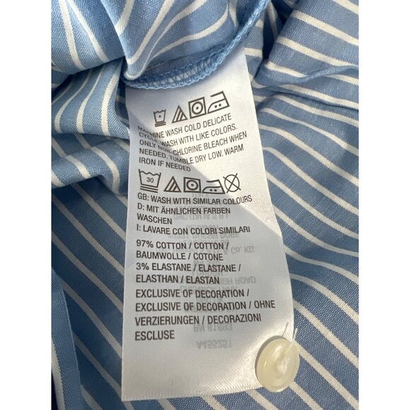 Candace Cameron Bure Regular Hi Low Boyfriend Shirt Womens L Regatta Stripe NEW - Picture 6 of 8